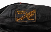 Two sporting caps of unknown origin, both with embroidered club details, early 20th century, ​​​​​​​Note: Sydney Hat Manafacturer label to the inside of one example - 2