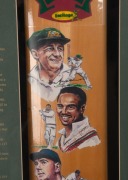 THE KNIGHTS OF CRICKET, full size cricket bat, with signatures of Sir Donald Bradman, Sir Richard Hadlee, Sir Colin Cowdrey, Sir Garfield Sobers, Sir Clyde Walcott & Sir Everton Weekes, mounted in an attractive display case, overall 47x108cm. Accompanied - 2