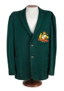 TOM VIEVERS' AUSTRALIAN TEST TEAM BLAZER dated 1965-66 on the embroidered pocket, issued to Vievers&nbsp;for the Ashes Series against England in Australia. With his name in manuscript to the lining of the inside pocket. Vievers made 83 runs in his 5 innings, - 6