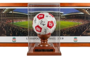 The 1992 FA CUP FINAL - LIVERPOOL 2 - SUNDERLAND 0 A souvenir Liverpool Football Club football signed by the team members, including Michael Thomas and Ian Rush, who kicked the two goals. Attractively presented in a perspex case with a fitted timber base.
