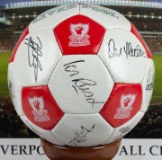 The 1992 FA CUP FINAL - LIVERPOOL 2 - SUNDERLAND 0 A souvenir Liverpool Football Club football signed by the team members, including Michael Thomas and Ian Rush, who kicked the two goals. Attractively presented in a perspex case with a fitted timber base. - 3