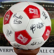 The 1992 FA CUP FINAL - LIVERPOOL 2 - SUNDERLAND 0 A souvenir Liverpool Football Club football signed by the team members, including Michael Thomas and Ian Rush, who kicked the two goals. Attractively presented in a perspex case with a fitted timber base. - 4