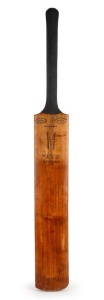 WILLIAM ALBERT (BERT) OLDFIELD (1894 - 1976) A full-size "THE AUSSIE W.A. Oldfield" triple-spring cricket bat by Gunn & Moore Makers of Nottingham, with the impressed autograph of Oldfield on the rear of the blade, together with an original 'Bert Oldfield' pen signature on the upper-left. 88cm long and presented in a custom-built display case.