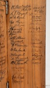 THE BODYLINE SERIES - 3rd TEST MATCH, ADELAIDE, January 1933 A full-size cricket bat, the blade carefully split and expertly hinged to provide two flat surfaces for the collection of signatures, of which an important assemblage has been gathered over a fo - 5