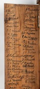 THE BODYLINE SERIES - 3rd TEST MATCH, ADELAIDE, January 1933 A full-size cricket bat, the blade carefully split and expertly hinged to provide two flat surfaces for the collection of signatures, of which an important assemblage has been gathered over a fo - 6