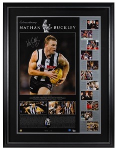 “Nathan Buckley – Extraordinary”, Number 5 of 280 limited edition with COA. Featuring large signed action shot of Buckley, together with smaller images, career highlights, stats, etc. Produced at the end of his playing career by Elite Sports.