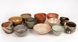 Twelve assorted Australian studio pottery bowls including IAN JONES, ​​​​​​​the largest 9.5cm high