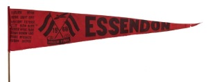 1968 Preliminary Final Essendon Football Club banner which includes the names of the 20 team members selected for the match.  In front of a crowd in numbers of 103,549 Essendon defeated Geelong in the Preliminary Final 11.25 to 9.13 before losing the Gran