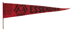 1968 Preliminary Final Essendon Football Club banner which includes the names of the 20 team members selected for the match. In front of a crowd in numbers of 103,549 Essendon defeated Geelong in the Preliminary Final 11.25 to 9.13 before losing the Grand Final to Carlton by 3 points. The only example of this pennant known to us.