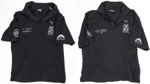 NTFL representative side 1992. Team polo worn by Nathan Buckley around the 1992 game v Geelong. Black with NTFL logo on left breast, CUB logo on sleeves and ‘NTFL v Geelong 1992 Representative’ on right breast. 2 items.