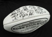 AFL Coaches Association 2013 commemorative souvenir football; white with printed signatures of all captains and coaches. - 2