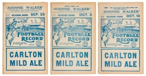 1925 FINALS SERIES FOOTBALL RECORDS: A complete set comprising of September 19th, the Semi-Final between Essendon and Collingwood; September 26th, the Second Semi-Final between Geelong and Melbourne; October 3rd, the Preliminary Final between Melbourne and Collingwood; and Oct.10 the Grand Final between Geelong and Collingwood.