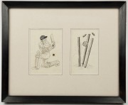A COMMONWEALTH XI VISIT SINGAPORE, OCTOBER 1962: A collection of original whimsical pen and ink sketches depicting cricketers and cricketing scenes, (9) all framed and each 38 x 31cm overall. - 3