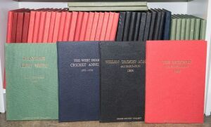 A library of cricket periodicals, attractively hardbound in matching bindings; comprising "Playfair Cricket Monthly" July 1968 - December 1969 (3 volumes), "The West Indies Cricket Annual" 1970-73 (2 volumes), "The Cricketer" January 1973 - December 1983 
