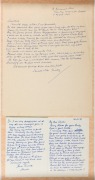 Hunter Laurie "Stork"&nbsp;HENDRY&nbsp;(1895 &ndash; 1988) played for New South Wales, Victoria and Australia: A collection&nbsp;of thirteen original letters from Hendry to Cooke (1980 to 1987), a framed display which includes a signed photograph, plus other items. - 2