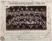 GEELONG: A presentation titled 'Living Legends of the Geelong 1951 Grand Final' which features a reproduction of the 1951 Premiership-winning team photograph with the original signatures of the 16 players present at the 50th anniversary reunion in 2001. F - 2