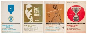 THE 1965 FINALS SERIES: First Semi-Final (Essendon defeats Geelong); Second Semi-Final (St. Kilda defeats Collingwood by 1 point); the Preliminary Final (Essendon defeats Collingwood by 55 points) and the Grand Final (Essendon defeats St. Kilda by 35 poin