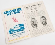 1926 "The S.A. FOOTBALLER INTERSTATE SOUVENIR" for the Victoria v South Australia game at Adelaide Oval, July 1926; 32pp + covers, with extensive details of the players, who included Gordon and Syd Coventry, Roy Cazaly, and Cliff Rankin for Victoria, and - 2