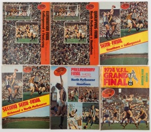 THE EXPANDED 1974 FINALS SERIES: Elimination Final (Collingwood defeats Footscray), Qualifying Final (North Melbourne defeats Hawthorn), Semi-Final (Hawthorn defeats Collingwood), Second Semi-Final (Richmond defeats North Melbourne), the Preliminary Final