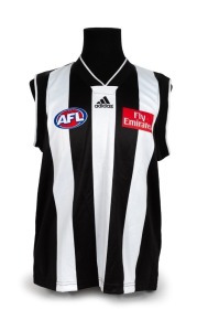 Collingwood 2001 guernsey. A general issue with no number on the back but otherwise identical to match-issue examples. Used during training sessions.