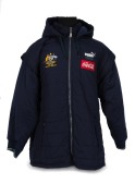 International Rules series v Ireland 1998. Puffer jacket worn by Nathan Buckley during the tour of Ireland. With modified Australian crest on right breast, and wording &lsquo;AFL 1998 Tour of Ireland&rsquo;.
