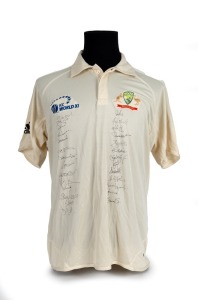 An Australia v ICC World XI cricket polo, signed by both teams. The ICC Super Series 2005 was a cricket series held in Australia during October 2005, organised by the International Cricket Council. It was played between Australia, the world's top-ranked side at the time, and a World XI team of players selected from other countries. The series consisted of three ODIs and one Test.