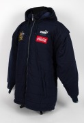 International Rules series v Ireland 1998. Puffer jacket worn by Nathan Buckley during the tour of Ireland. With modified Australian crest on right breast, and wording &lsquo;AFL 1998 Tour of Ireland&rsquo;. - 2