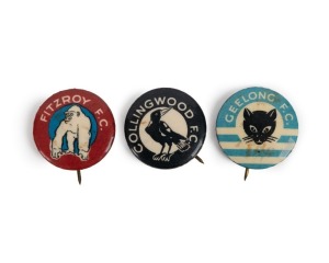 1950-51 Argus badges 'VFL Club Mascots' (11) - almost complete set, lacking only St. Kilda.