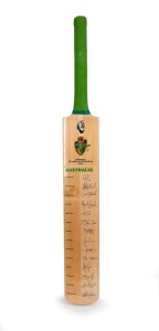 Full-size Kookaburra bat produced for the 2006 VB series Australia v Sri Lanka, signed in full by the Australian squad of 14, including Captain Ricky Ponting, Vice Captain Adam Gilchrist