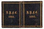 ROYAL PARK FOOTBALL CLUB: 1883 Member's Ticket in blue leather with 'R.P.F.C./1883' and borders in gilt on front and reverse. The interior&nbsp;page lists fixtures for 'FIRST TWENTY' & 'SECOND TWENTY',&nbsp;&nbsp;the inside back cover a full printed page with details of