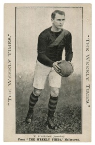 1910 The Weekly Times: Victorian Footballer "W. BUSBRIDGE (Essendon)", VG condition.