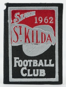 ST. KILDA: 1962 Member's Season Ticket (#483), with Fixture List, details of the Club Leadership & holes punched for each game attended; issued in the name of G. Moss. St Kilda finished in 6th position on the ladder in 1962 with 9 wins and 9 losses.