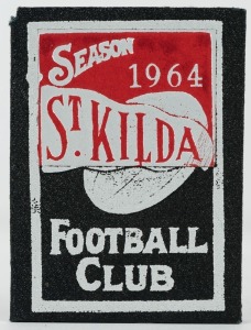 ST. KILDA: 1964 Member's Season Ticket (#274), with Fixture List, details of the Club Leadership & holes punched for each game attended; issued in the name of G. Moss. Additionally hand-stamped "COMPLEMENTARY". 