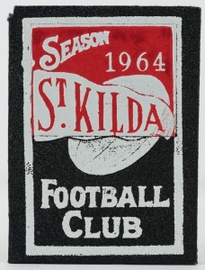 ST. KILDA: 1964 Member's Season Ticket (#274), with Fixture List, details of the Club Leadership & holes punched for each game attended; issued in the name of G. Moss. Additionally hand-stamped "COMPLEMENTARY".