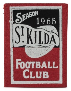 ST. KILDA: 1965 Member's Season Ticket (#486), with Fixture List, details of the Club Leadership & holes punched for each game attended; issued in the name of G. Moss.St Kilda finished on top of the ladder in 1965 with 14 wins and 4 losses. They defeated Collingwood by 1 point in the Second Semi-Final, but lost in the Grand Final to Essendon. It was St. Kilda's first Grand Final appearance since 1913.
