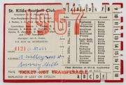 ST. KILDA: 1967 Member's Season Ticket (#4121), with Fixture List, details of the Club Leadership & holes punched for each game attended; issued in the name of G. Moss. St Kilda finished just outside the Top Four in 5th position on the ladder in 1967 with - 2