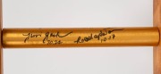 1996 ATLANTA OLYMPICS: relay baton signed by Australian runners Rod Mapstone, Tim Jackson, and Dean Capobianco. Attractively presented in a timber frame. Overall 38 x 25cm - 4