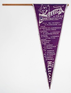GEELONG 1951 Grand Final Souvenir pennant, 39.5cm long.
