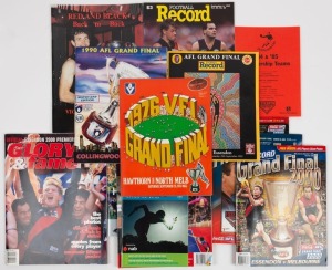 A small collection of Football Records, including Grand Final editions for 1976, 1990, 1993, & 2000. Plus other similar publications of the period, mostly with an Essendon focus. Together with a Weg poster commemorating the 2007 last game for Kevin Sheedy