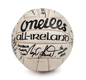 International Rules series v Ireland 1998. Gaelic football used on the tour of Ireland in 1998. Signed by team members.