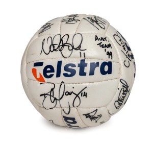 International Rules series v Ireland 1999. Gaelic football from the series against Ireland in 1999. Signed by the Australian team members. Plus an invitation to Nathan Buckley to attend Government House for a reception with the Governor on 6.10.99 for the International Rules series v Ireland. (2 items).