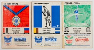 1963 VFL Finals series: First Semi-Final (Melbourne defeats St.Kilda), Second Semi-Final (Geelong defeats Hawthorn), and the Preliminary Final (Hawthorn defeats Melbourne). Geelong went on the defeat Hawthorn by 49 points in the Grand Final.