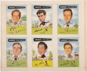 1954 Argus "Football Swap Card" large part set [130/144] stuck down in an original "The Argus" swap card album.