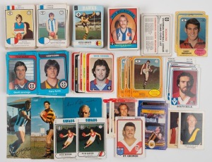 Scanlens Football Cards: A collection comprising of 1974 (102/132), 1977 (42/132), 1978 (63/156) and 1980 (107/168), plus 10 team checklists and various miscellaneous other cards, mostly Scanlens. Mixed condition; mainly fine.