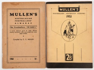 "MULLEN'S AUSTRALASIAN FOOTBALLERS' ALMANAC" 1950 and 1951 editions, compiled by C.C. Mullen. These were the only two editions of these now rare booklets.