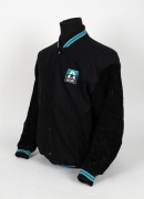 Nathan Buckley&rsquo;s Allies team jacket from 1995. Thick bomber jacket with press studs, Allies badging on breast and piping in Allies colours of teal, black and white on cuffs and edges. - 2