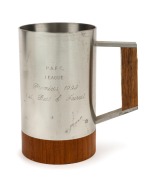 Port Adelaide best and fairest, 1992. Pewter tankard presented to Nathan Buckley, inscribed ‘PAFC League. Premiers 1992. 1st Best and Fairest’.