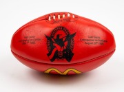 Last game at Victoria Park, v Brisbane, 28 August 1999. Retail version of the souvenir football with black writing, unnumbered. Plus a mini souvenir black and white football from President’s Lunch that day. (2 items).