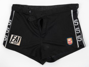 Port Adelaide shorts worn by Nathan Buckley; with FAI Insurance Group sponsor's logo.