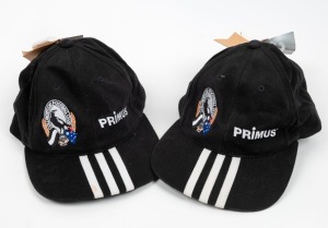 Caps with Collingwood logo and Primus branding on front. Three stripes on brim; circa1998-2001. (2 examples).